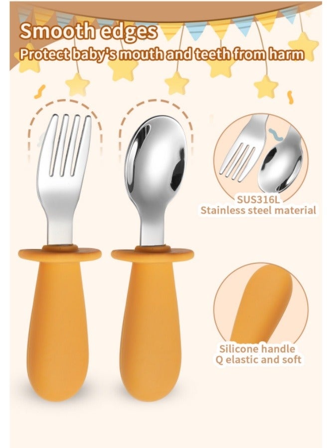 3 Piece Children's Knife, Fork And Spoon Cutlery Set 316 Stainless Steel Silicone Short Handle Cutlery Set  - Image 4