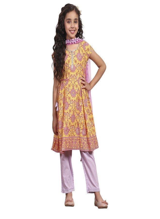 Biba Girl's Cotton Kurta Set (KW4994ESS25YEL - Image 1