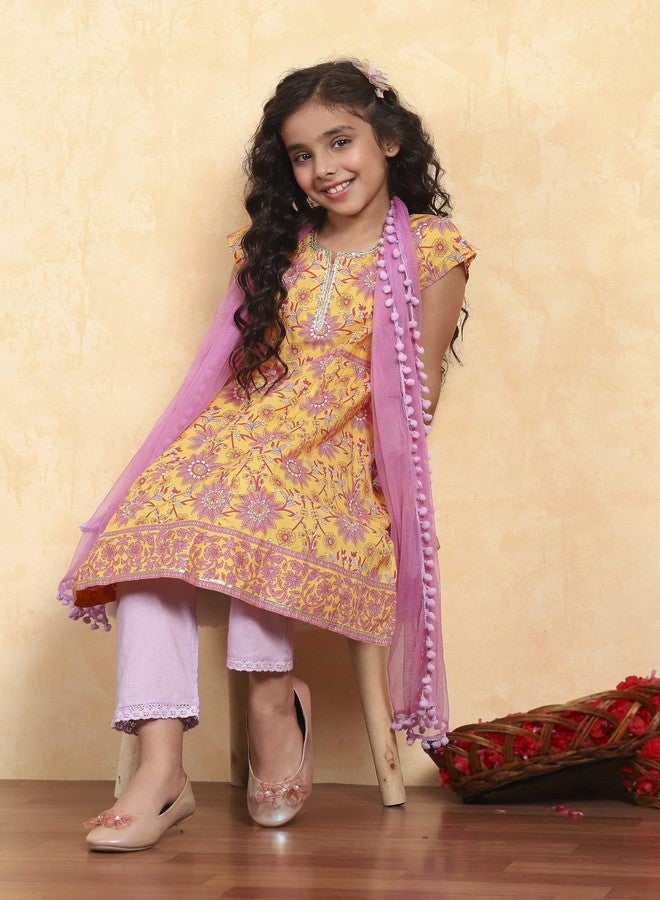 Biba Girl's Cotton Kurta Set (KW4994ESS25YEL - Image 2
