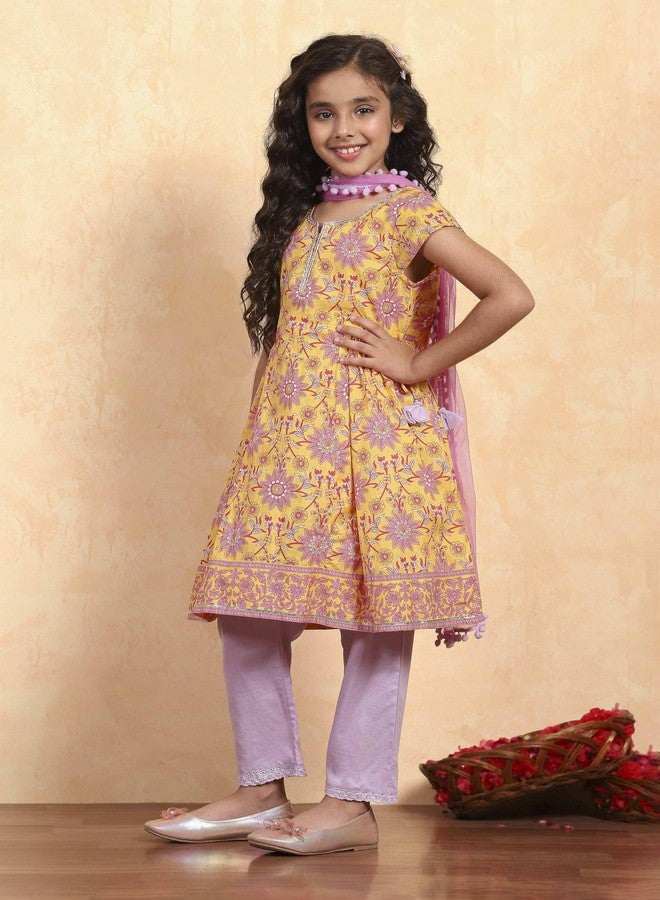 Biba Girl's Cotton Kurta Set (KW4994ESS25YEL - Image 3