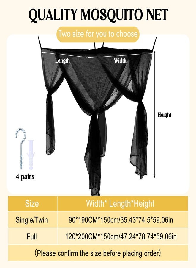 Mindsoft 4 Corner Mosquito Net for Single Twin Bed Full Size Bed Canopy Curtains Gothic Mosquito Netting for Bedroom Camping Patio Indoor Outdoor Decorations(Black,47 x 78 x 59'') - Image 2