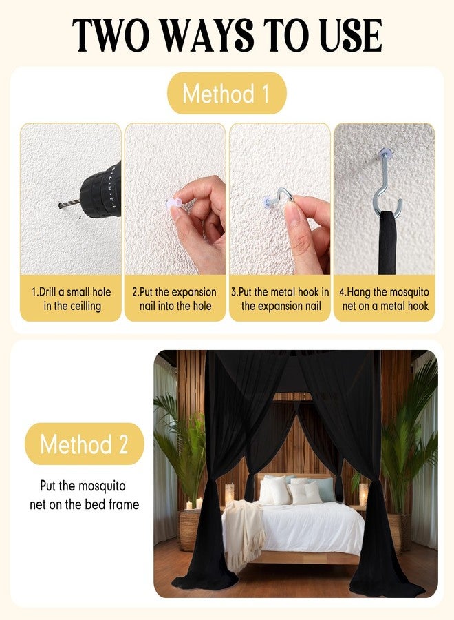 Mindsoft 4 Corner Mosquito Net for Single Twin Bed Full Size Bed Canopy Curtains Gothic Mosquito Netting for Bedroom Camping Patio Indoor Outdoor Decorations(Black,47 x 78 x 59'') - Image 4