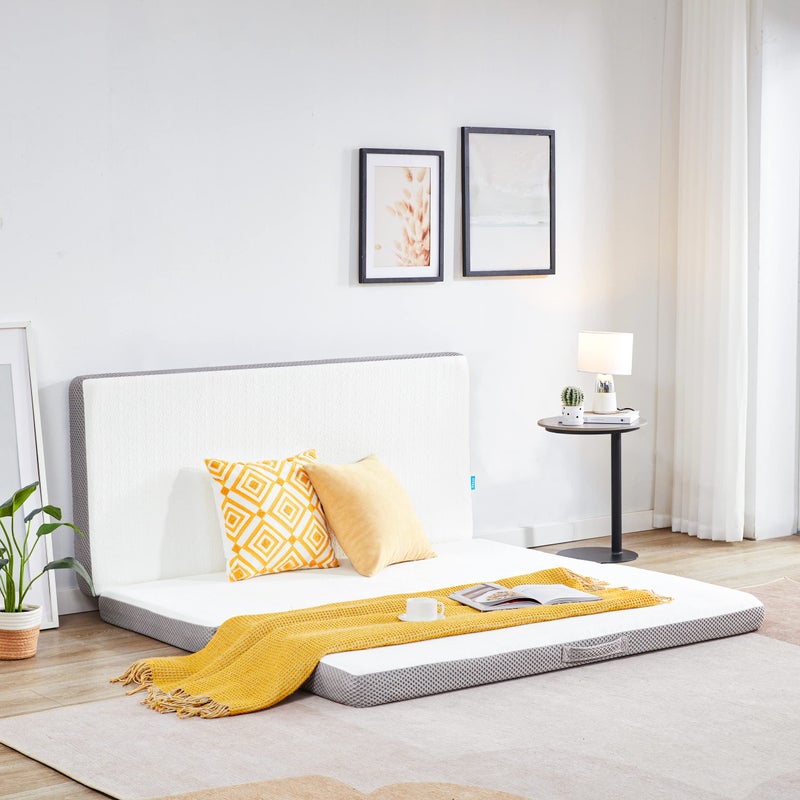 Kingfun Foldable Mattress 4 Inch Folding Mattress Tri-fold Gel Memory Foam Breathable with Storage Bag, Portable Floor Guest Bed Soft for Sleeping Camping, Gray, Single Size - Image 5