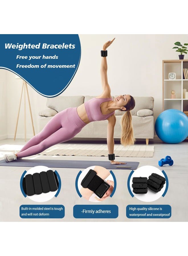 SDATEKIT 1lb Ankle & Wrist Weights for Women - Set of 2 (Total 2lbs) Adjustable Silicone Fitness Bracelets for Yoga/Pilates/PT, Low-Impact Walking & All-Day Wear, Bala-Style Slip-Free Design with - Image 2