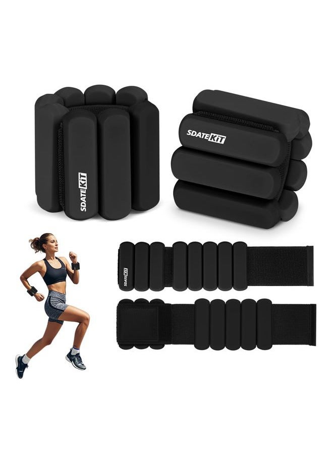 SDATEKIT 1lb Ankle & Wrist Weights for Women - Set of 2 (Total 2lbs) Adjustable Silicone Fitness Bracelets for Yoga/Pilates/PT, Low-Impact Walking & All-Day Wear, Bala-Style Slip-Free Design with - Image 1
