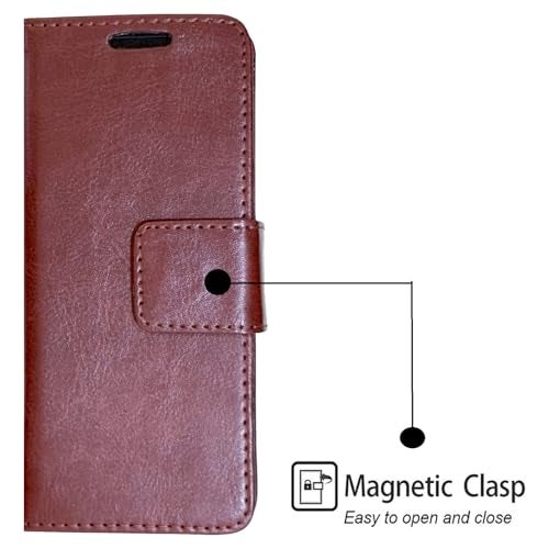 ZAOMA Diary Type Flip Flap Case Cover Compatible for Lava Gem Power Dual Sim Keypad Mobile Feature Phone - Tan - Image 2