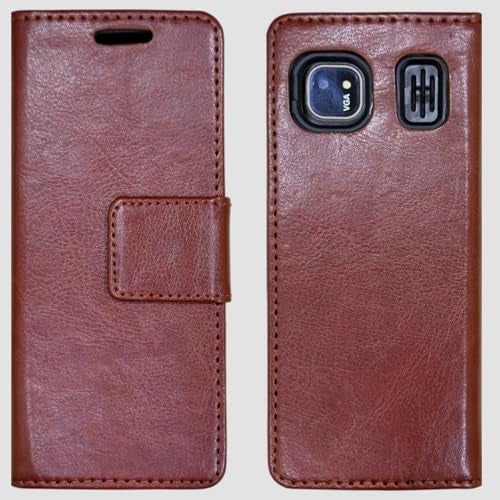 ZAOMA Diary Type Flip Flap Case Cover Compatible for Lava Gem Power Dual Sim Keypad Mobile Feature Phone - Tan - Image 1