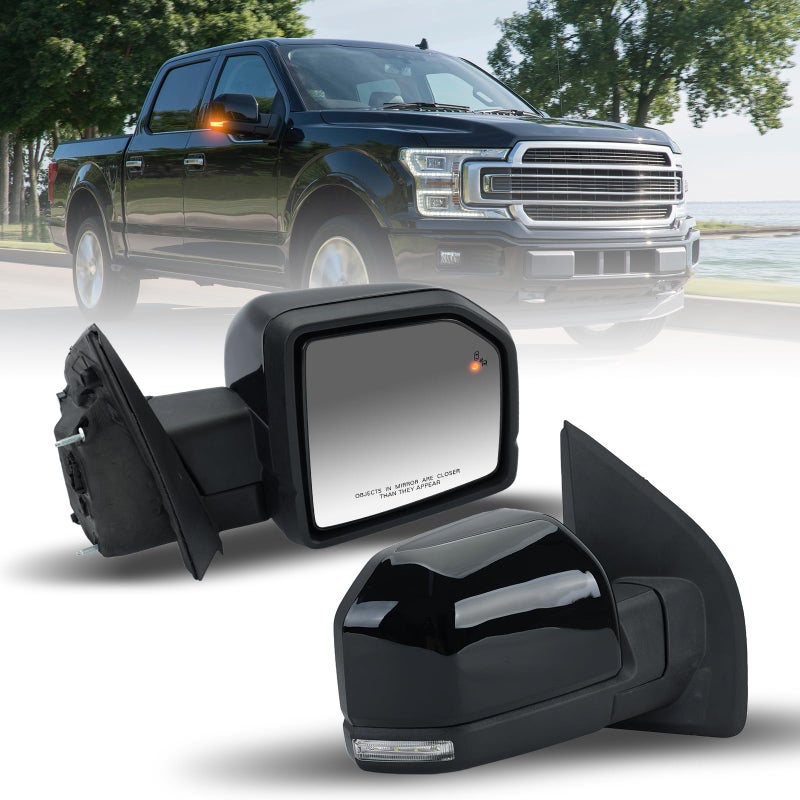 Right Passenger Side Mirror Fits 20152020 Ford F150 Mirrors with Power GlassHeatedPuddle LightsBlind Spot DetectionTurn SignalMemoryPower FoldingWithout Camera Replace FO132052816 Pins