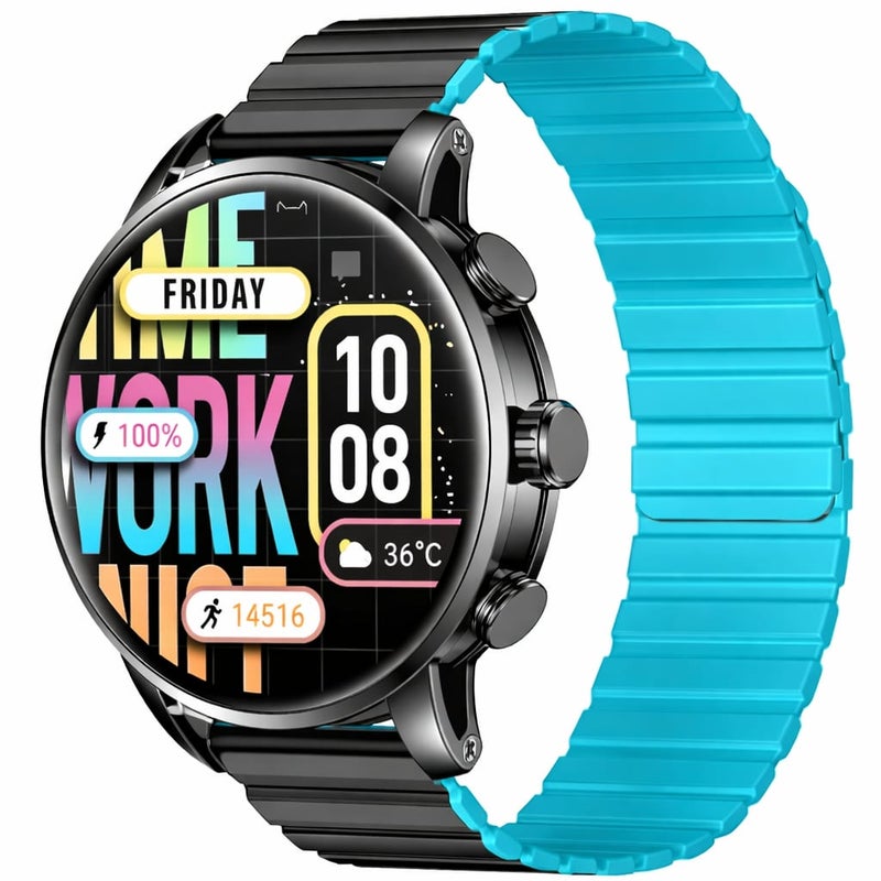 Kieslect Kr2 Ltd Calling Smart Watch AMOLED Display, Fitness Tracker, Heart Rate Monitor, Waterproof, Long Battery Life, Black/Blue - Image 1