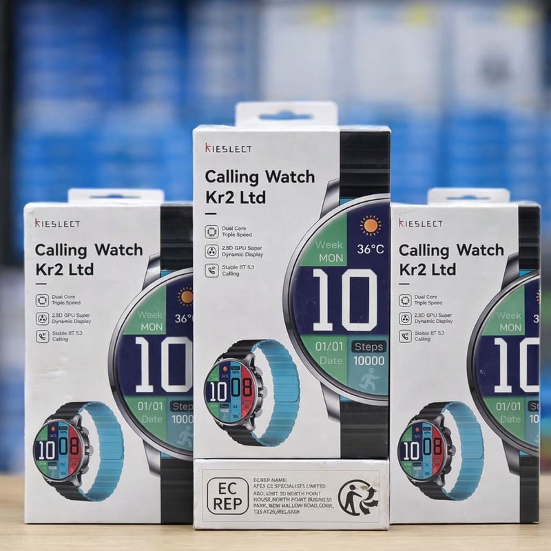 Kieslect Kr2 Ltd Calling Smart Watch AMOLED Display, Fitness Tracker, Heart Rate Monitor, Waterproof, Long Battery Life, Black/Blue - Image 3