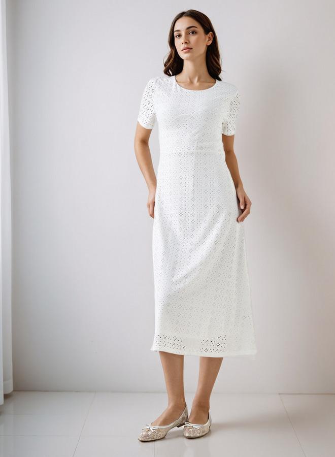 Splash FAV Schiffli A-line Midi Dress with Keyhole Back Closure - Image 1