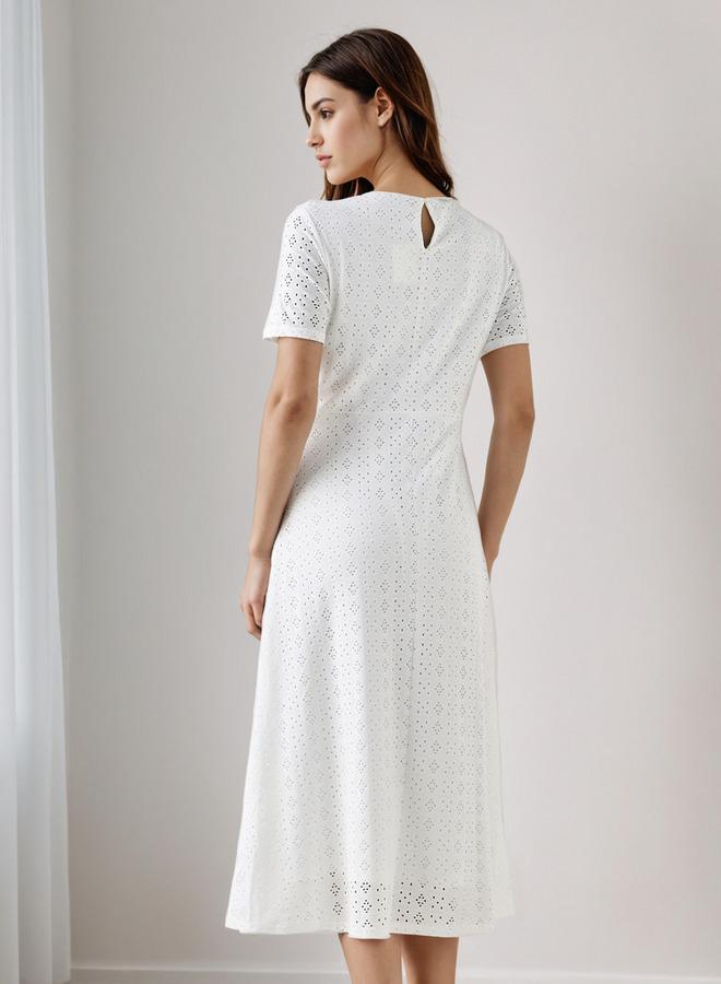Splash FAV Schiffli A-line Midi Dress with Keyhole Back Closure - Image 3