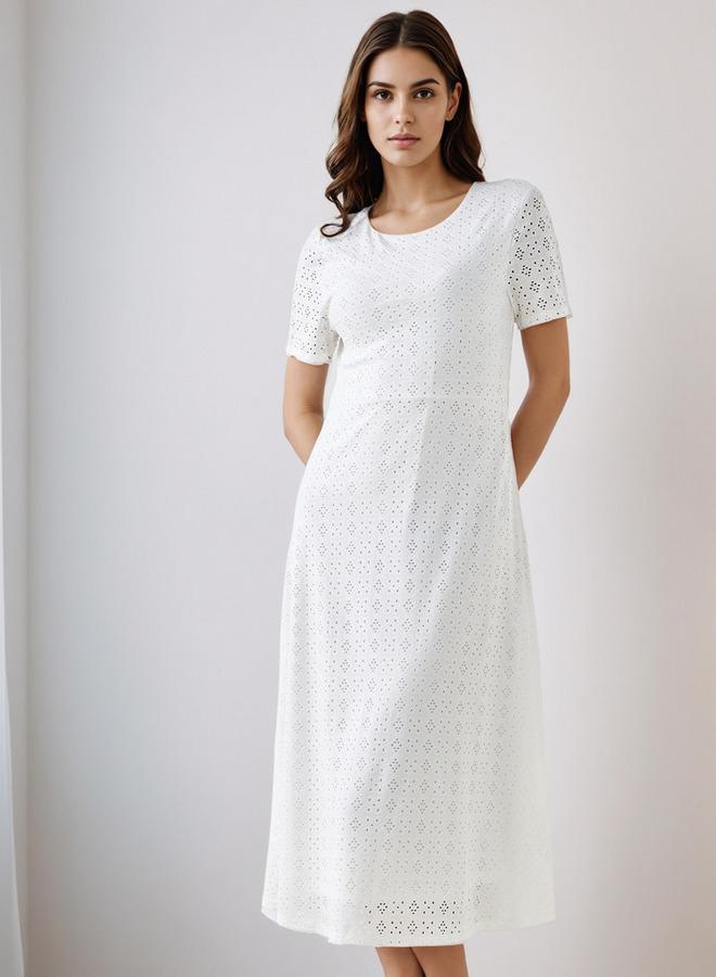 Splash FAV Schiffli A-line Midi Dress with Keyhole Back Closure - Image 2