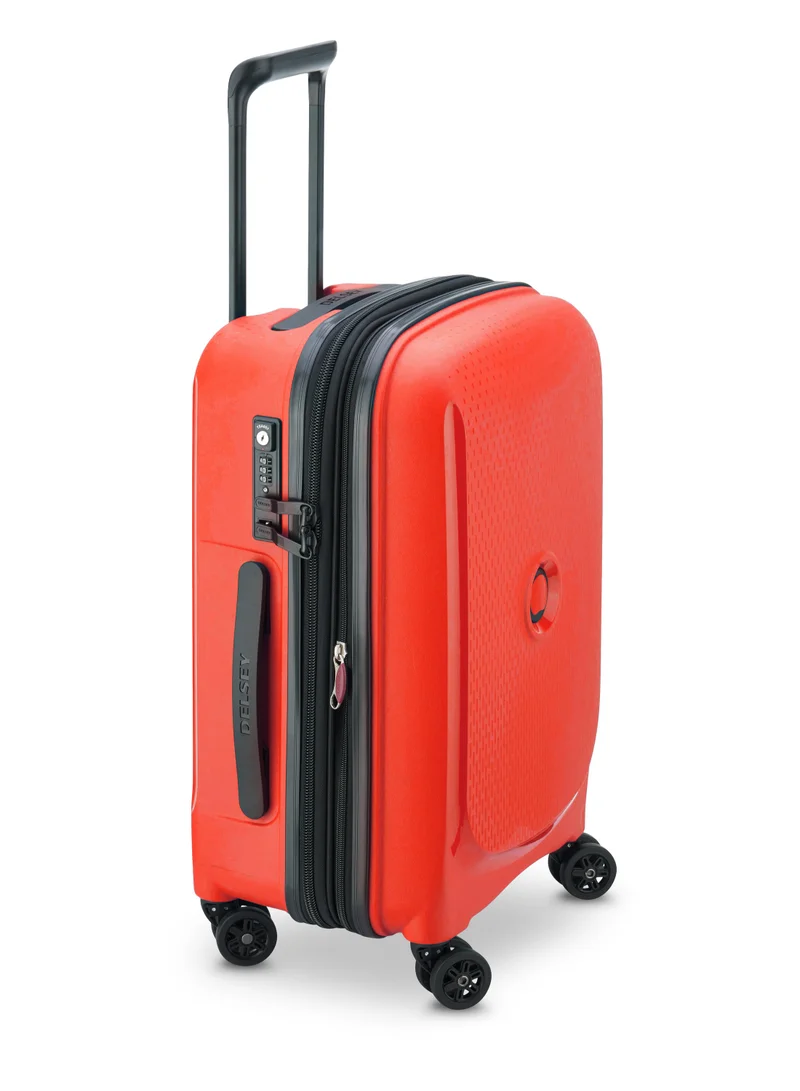 DELSEY Paris Belmont+ 55cm Hardcase 4 Double Wheel Expandable Cabin Luggage Trolley Faded Red
