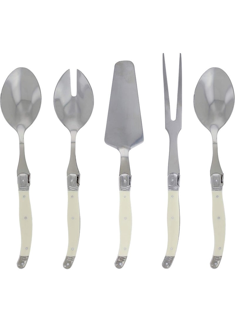 FRENCH HOME French Home Laguiole Hostess Set  5Piece Serving Utensils with Slotted Spoon Spatula Fork and 2 Spoons  Elegant and Versatile Laguiole Flatware Set 