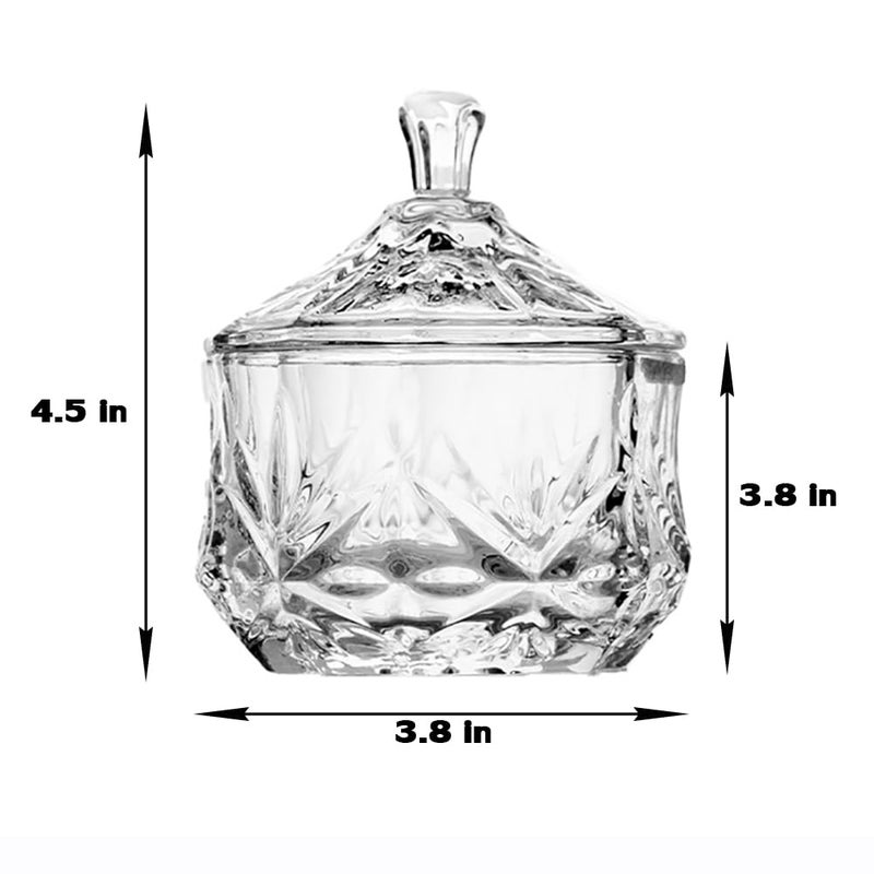 EWEIGEER Colorful Crystal Glass Candy Snack Barrel Storage Jar Embossed Luxury Cookie Buffet Canister With Lids Jewelry Box Jar Biscuit Containers(Clear) - Image 2