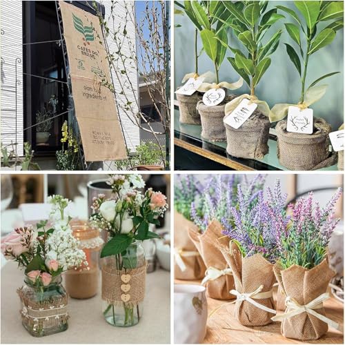 PRANSUNITA 100% Burlap Jute Hessian Cloth Uncoated - Eco Friendly for Upholstery, Table Linens, Landscaping, Plants Covering DIY Projects - Natural Brown & Cream (50 x 60) cm Each – 2 pcs - Image 5