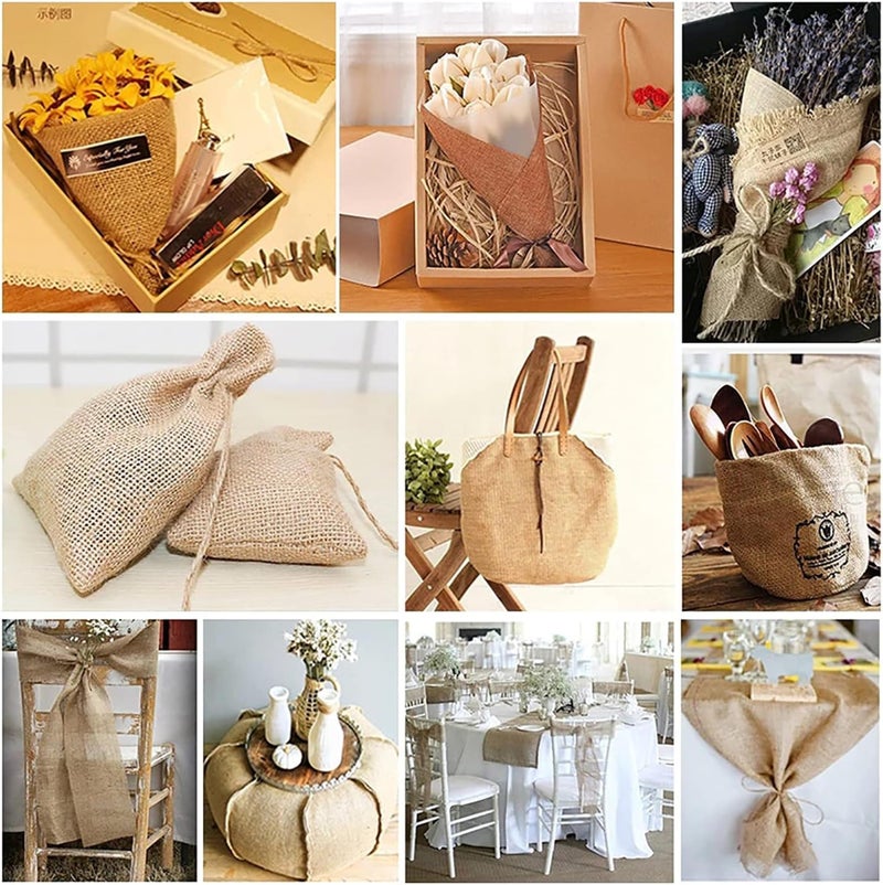 PRANSUNITA 100% Burlap Jute Hessian Cloth Uncoated - Eco Friendly for Upholstery, Table Linens, Landscaping, Plants Covering DIY Projects - Natural Brown & Cream (50 x 60) cm Each – 2 pcs - Image 4