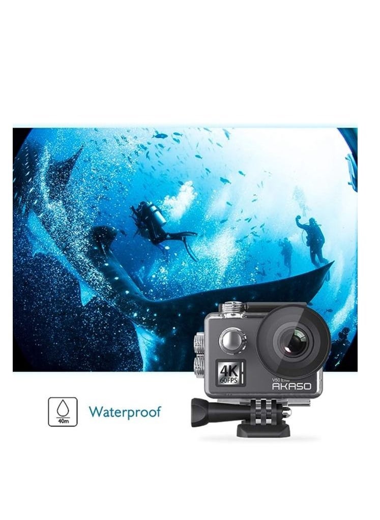 Akaso - Elevate Your Adventure with a 4K/60fps Action Camera – Touchscreen, Wi-Fi, Voice Control, Waterproof up to 40m, Adjustable Viewing Angle, 8X Zoom, and Helmet Accessories - Image 1