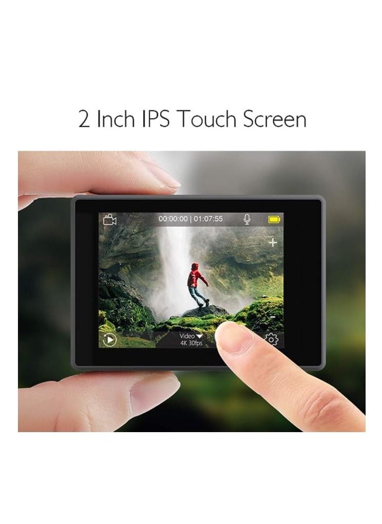 Akaso - Elevate Your Adventure with a 4K/60fps Action Camera – Touchscreen, Wi-Fi, Voice Control, Waterproof up to 40m, Adjustable Viewing Angle, 8X Zoom, and Helmet Accessories - Image 1