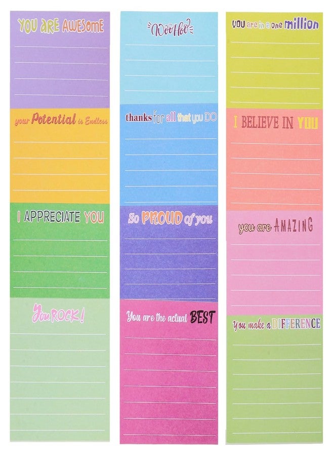 Healeved 12-Pack Small Sticky Memo Pads Assorted Colored Note Pads for School and Office Use Adhesive Self-Stick Notes for Teachers Students and Home Organization - Image 1