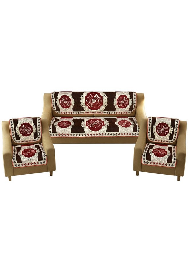Jayvaam Sawna Homes Chenille Sofa Cover Set 5 Seater For Living Room-3 Seater&2 Seater Sofa Slip Covers For Home-Premium Furniture Protector Panels For Sofa Couch Office,10 Piece,Maroon Coffee - Image 5