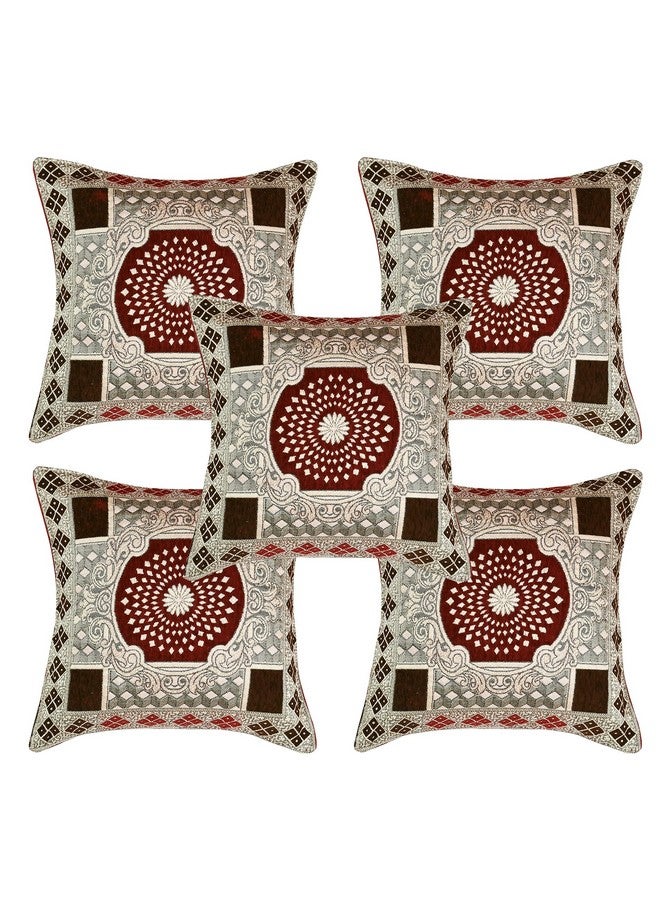 Jayvaam Sawna Homes Chenille Sofa Cover Set 5 Seater For Living Room-3 Seater&2 Seater Sofa Slip Covers For Home-Premium Furniture Protector Panels For Sofa Couch Office,10 Piece,Maroon Coffee - Image 3