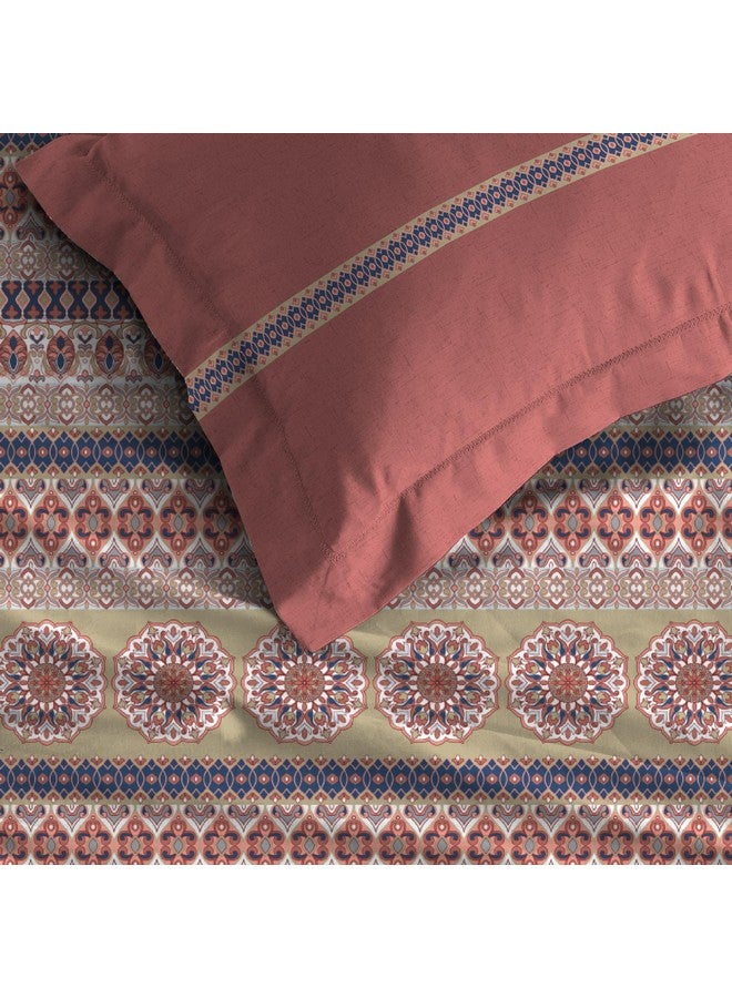 Trident Soft Comfort Fittedsheet for Double Bed, 210 TC 100% Cotton Elastic Fitted Bedsheet, Soft and Breathable, King Size Fitted Bedsheet with 2 Pillow Covers - Earthy Tale - Image 3