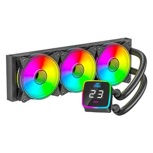 Ant Esports ICE Flow 360 ARGB 360mm ARGB Liquid Cooler/AIO with Display - Black | Support Intel & AMD CPU Socket AM5, AM4, AM3, LGA1700, 1200, 2066, 1151 | Evaporation-Proof Tubing | Dual-Chamber Pump - Image 1