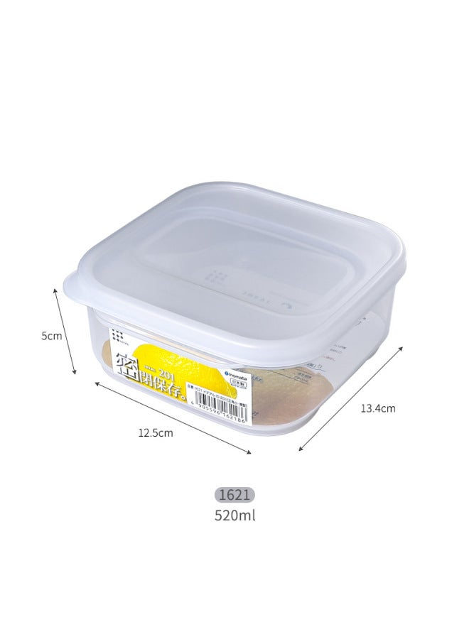 Refrigerator Fresh-keeping Box Kitchen Food Sealed Box Plastic Food Grade Lunch Box Frozen Fruit And Vegetable Refrigerator Storage Box-Specifications:520ml (caps Cannot Be Microwaved)  - Image 1