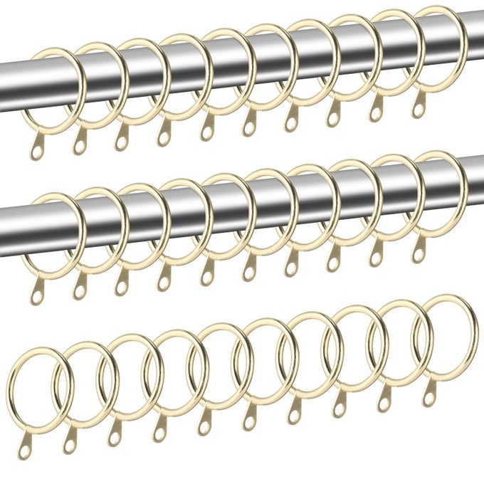 40 PACK METAL DRAPERY CURTAIN ROD RINGS WITH EYELETS INTERNAL DIAMETER 118IN FITS UP TO 079IN ROD HANGING DRAPE SLIDING EYELET GOLD RINGS FOR WINDOW DOOR SHOWER BATHROOM