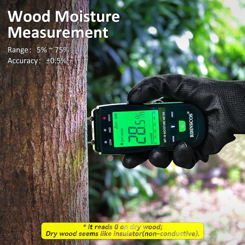 RDINSCOS Wood Moisture Meter for Wood, Like Hardwood and Softwood Replaceable Pin Moisture Tester with Batteries - Image 2