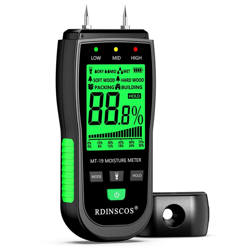 RDINSCOS Wood Moisture Meter for Wood, Like Hardwood and Softwood Replaceable Pin Moisture Tester with Batteries - Image 1