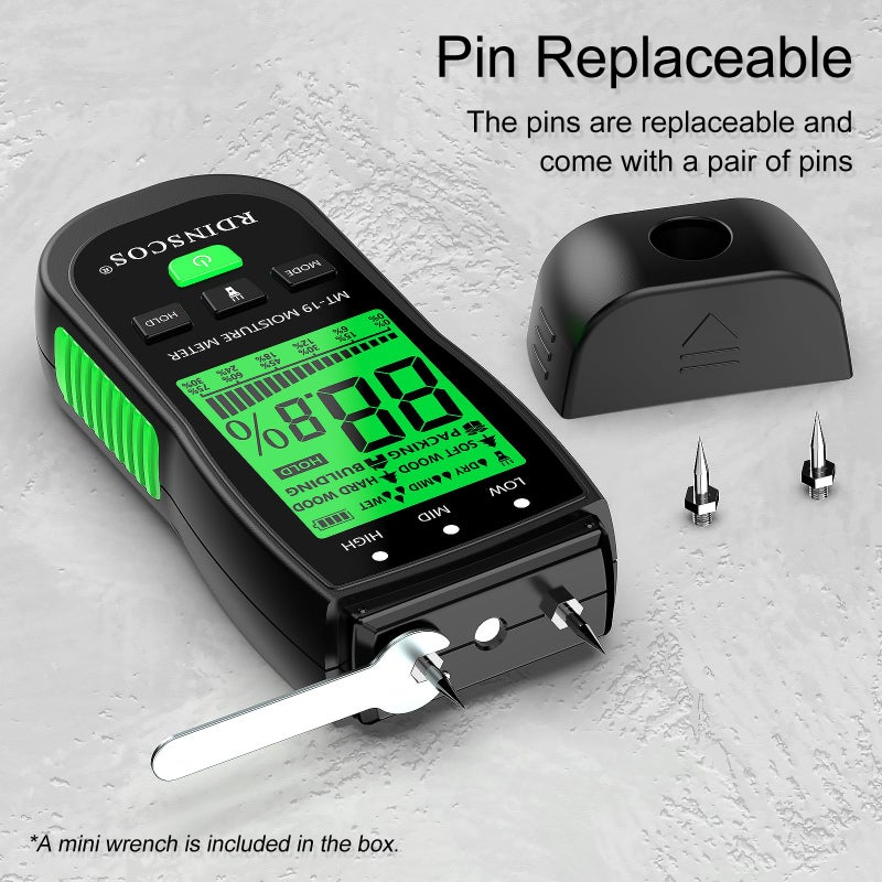 RDINSCOS Wood Moisture Meter for Wood, Like Hardwood and Softwood Replaceable Pin Moisture Tester with Batteries - Image 5