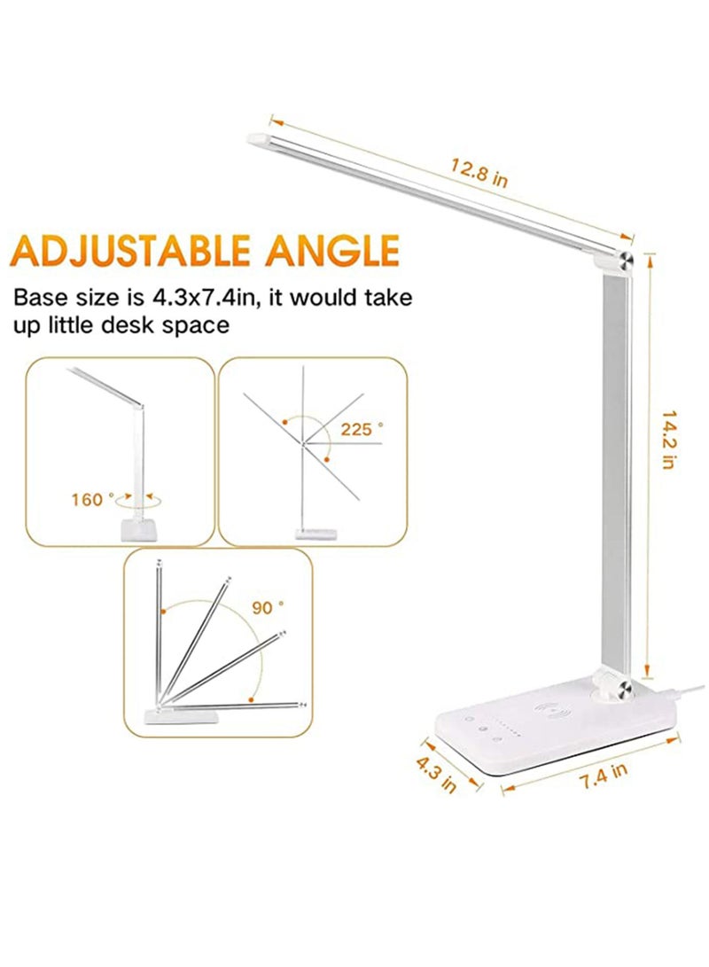 Arabest Desk Lamp with Wireless Charger, LED Desk Light,Reading Table Lamp,USB Wireless Side Lamp,5 Brightness Level,Dimmable Eye-Caring Table Light for Home, Office,Touch Control,Auto Timer - Image 4