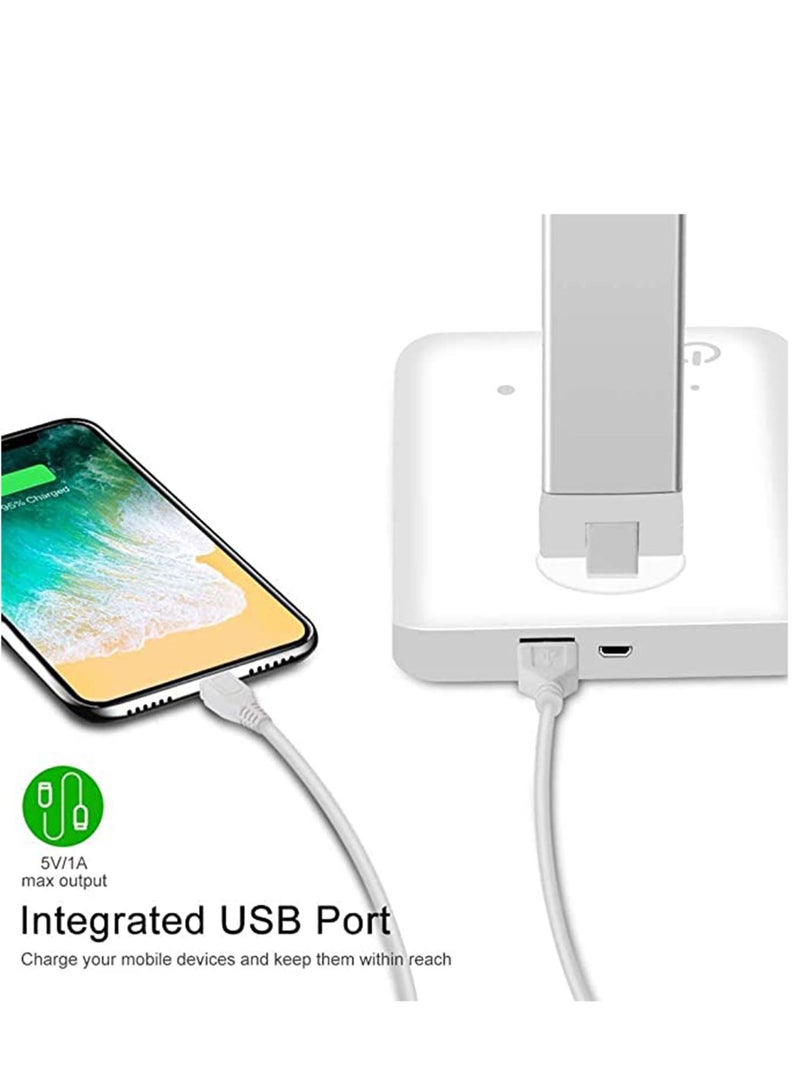 Arabest Desk Lamp with Wireless Charger, LED Desk Light,Reading Table Lamp,USB Wireless Side Lamp,5 Brightness Level,Dimmable Eye-Caring Table Light for Home, Office,Touch Control,Auto Timer - Image 2