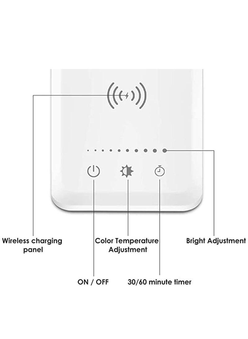 Arabest Desk Lamp with Wireless Charger, LED Desk Light,Reading Table Lamp,USB Wireless Side Lamp,5 Brightness Level,Dimmable Eye-Caring Table Light for Home, Office,Touch Control,Auto Timer - Image 3