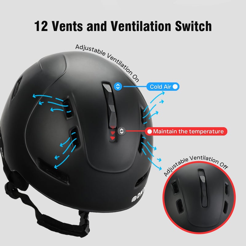 DKONI Ski Helmet for Adults (Large, Black) - Image 4