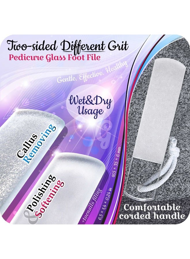 Gladzy Genuine Czech Glass Foot File - Two-Sided Different Grit Surface, Gentle Callus Remover, Pedicure & Spa Rough Skin Scrubber, Professional Toenail and Heels Care, EU Quality, Large Size - Image 2