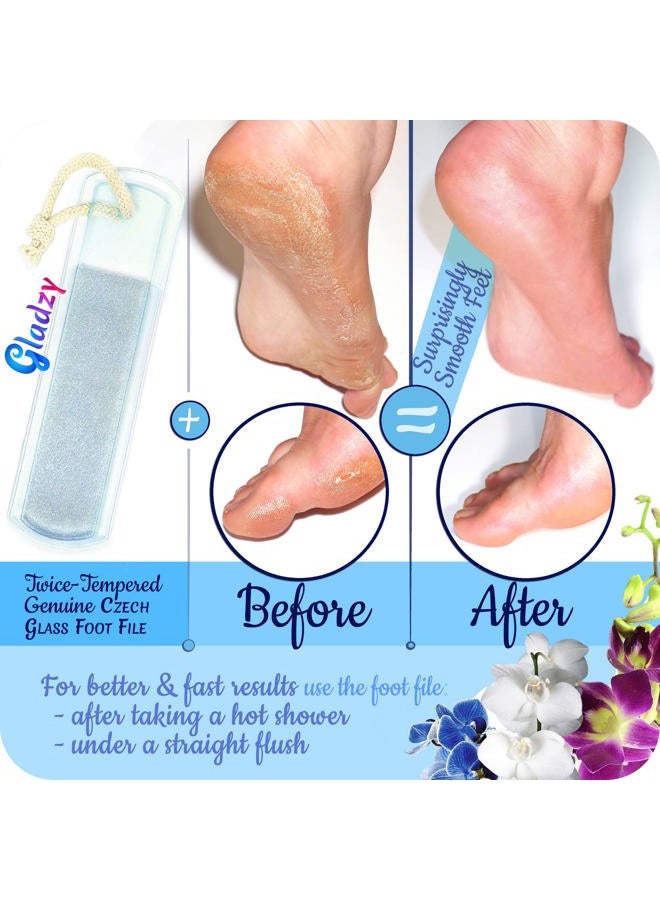 Gladzy Genuine Czech Glass Foot File - Two-Sided Different Grit Surface, Gentle Callus Remover, Pedicure & Spa Rough Skin Scrubber, Professional Toenail and Heels Care, EU Quality, Large Size - Image 4