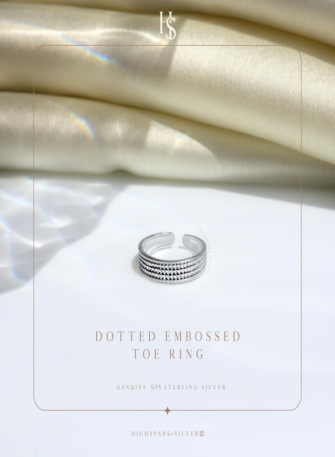 HighSpark 92.5 Sterling Silver Toe Rings for Women | 92.5 Sterling Silver Adjustable Contemporary Style & Stunning Shine | Single Piece Only | Lovely Gift - Emboss Dot - Image 3