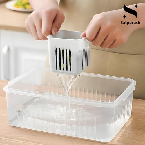 Satpurush Fridge Storage Boxes, Fridge Organiser, Container for Kitchen Storage Set, Plastic containers for Kitchen Storage, Durable containers for Storage for Efficient Organisation (Pack of 1) - Image 5