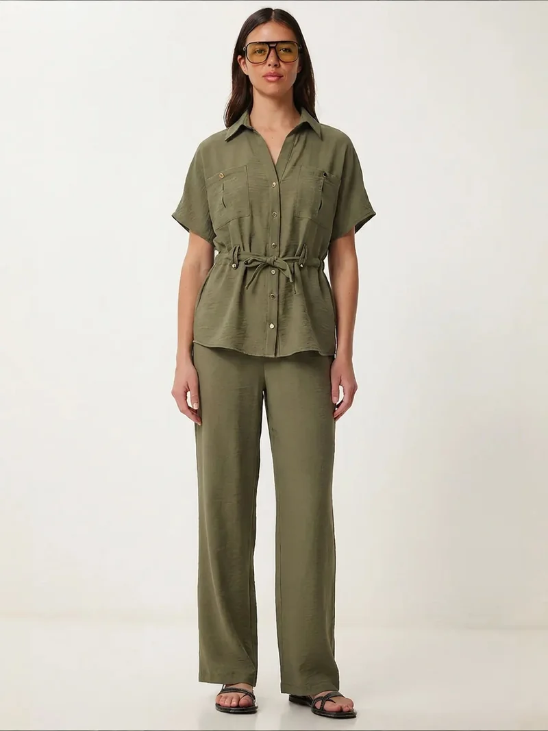 ISTANBUL Belted Long Wide Leg Co-Ord Set