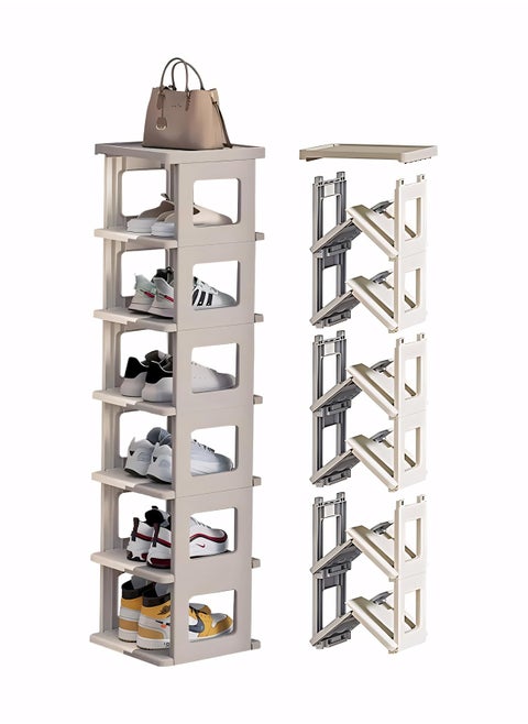 Foldable Plastic Shoe Rack, Home Kitchen Storage Rack, DIY Assembly Bedroom Cabinets Storage Shelf, Stackable Space-Saving Shoe Rack for Entryway, Hallway, Bedroom