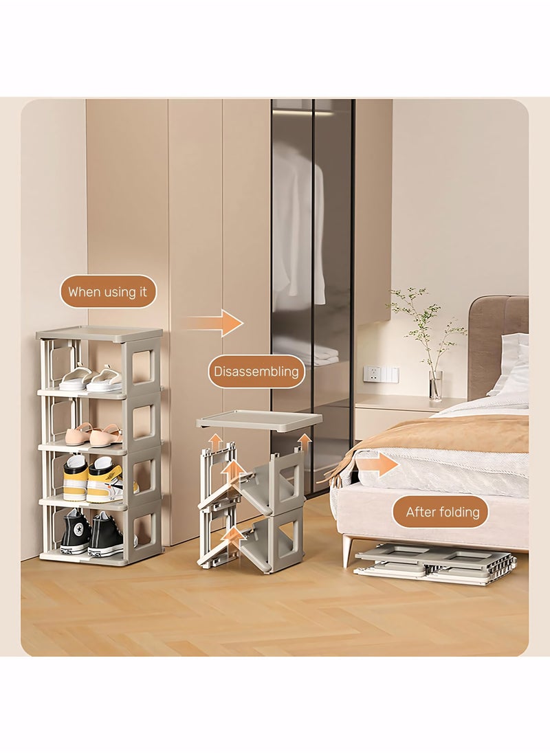 Generic - Foldable Plastic Shoe Rack, Home Kitchen Storage Rack, DIY Assembly Bedroom Cabinets Storage Shelf, Stackable Space-Saving Shoe Rack for Entryway, Hallway, Bedroom - Image 1