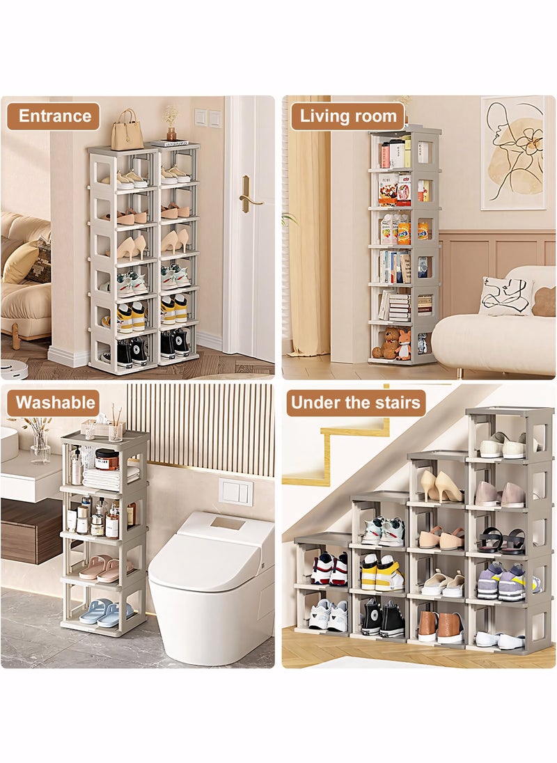 Generic - Foldable Plastic Shoe Rack, Home Kitchen Storage Rack, DIY Assembly Bedroom Cabinets Storage Shelf, Stackable Space-Saving Shoe Rack for Entryway, Hallway, Bedroom - Image 1