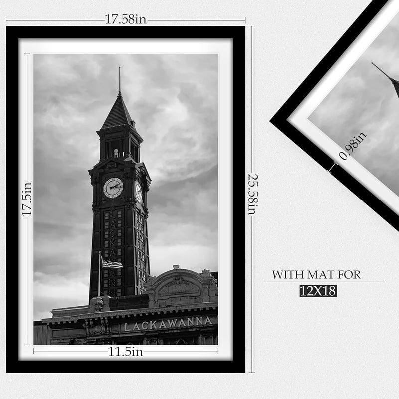 Wiscet 16x24 Picture Frame Set of 3, Display Pictures 12x18 with Mat or 16 x 24 Poster Frame Without Mat, Wall Gallery Photo Frames, Black - Image 5