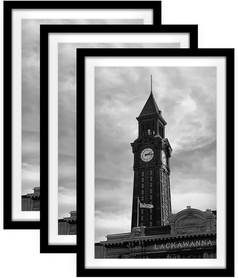 Wiscet 16x24 Picture Frame Set of 3, Display Pictures 12x18 with Mat or 16 x 24 Poster Frame Without Mat, Wall Gallery Photo Frames, Black - Image 1