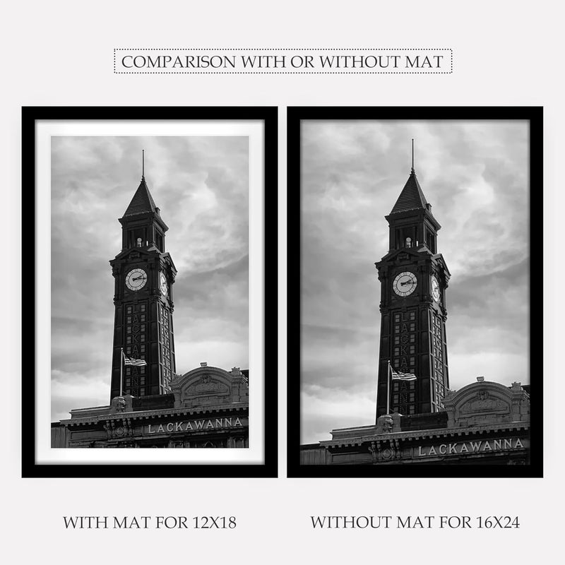 Wiscet 16x24 Picture Frame Set of 3, Display Pictures 12x18 with Mat or 16 x 24 Poster Frame Without Mat, Wall Gallery Photo Frames, Black - Image 3