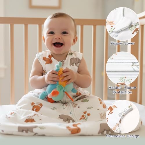 PHF Warm Micro-Fleece Baby Sleep Sack 6-12 Months, Soft Baby Wearable Blanket, 2-Way Zipper Sleeping Bags, 2 Pack Comfy Toddler Sleeping Sack for Boys, Medium Size, Woodland & Animal - Image 5